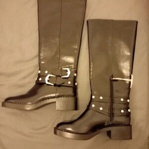 Stradivarius Shiny Black Over the Knee Boots